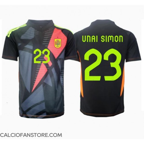 Maglia Calcio Spagna Unai Simon #23 Portiere Seconda Divisa Europei 2024 Manica Corta